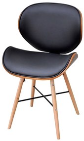 Καρέκλες Τραπεζαρίας 4 τεμ. από Λυγισμένο Ξύλο/Συνθετικό Δέρμα - Μαύρο