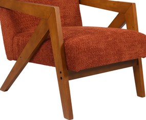 Πολυθρόνα Garifa pakoworld terracotta ύφασμα με πόδι σε καρυδί απόχρωση 79x75x75εκ