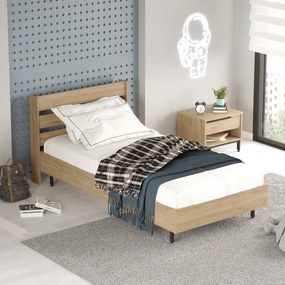 Κρεβάτι ArteLibre SUFFOLK Φυσικό Μοριοσανίδα/Μέταλλο 108.5x205.6x86cm-15350016