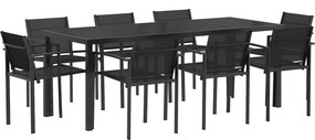 vidaXL Σετ Εξωτερικών Επίπλων 9 pcs Μαύρο και Ανθρακί Textilene