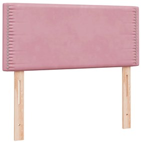 vidaXL Box Spring κρεβάτι με στρώμα ροζ 100x220 cm Βελούδινο