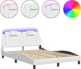 vidaXL Πλαίσιο Κρεβατιού Viana με LED Χωρίς Στρώμα Λευκό 140x200 εκ.