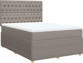 vidaXL Κρεβάτι Boxspring με Στρώμα Taupe 140x190 εκ. Υφασμάτινο