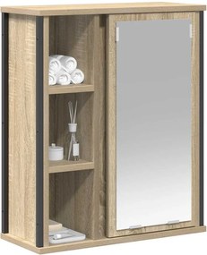 vidaXL Ντουλάπι Μπάνιου με Καθρέφτη Sonoma δρυς 50x21x60 εκ.