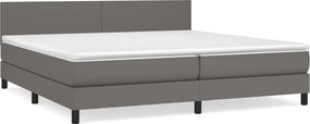 vidaXL Κρεβάτι Boxspring με Στρώμα Γκρι 200x200 εκ. Συνθετικό Δέρμα