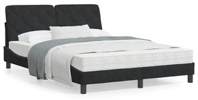 Κρεβάτι με Στρώμα Μαύρο 140x190 εκ. Βελούδινο - Μαύρο