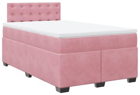 vidaXL Κρεβάτι Boxspring με Στρώμα Ροζ 120x190 εκ. Βελούδινο