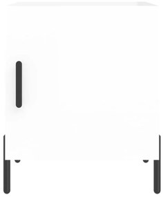 Κομοδίνο Γυαλ. Λευκό 40 x 40 x 50 εκ. από Επεξεργασμένο Ξύλο - Λευκό