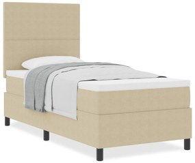 vidaXL Κρεβάτι με Σπόγγο με Στρώμα Λευκό Γκρί 90x200 cm Ύφασμα Καμπαρίνι