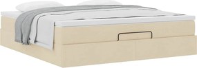 vidaXL Οθωμανικό κρεβάτι με στρώμα Cream 180x200cm ύφασμα