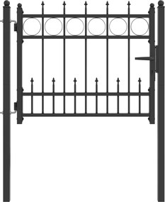 vidaXL Πύλη Φράχτη HORST 100 x 75 cm Μέταλλο Μαύρο Κλειδώσιμο