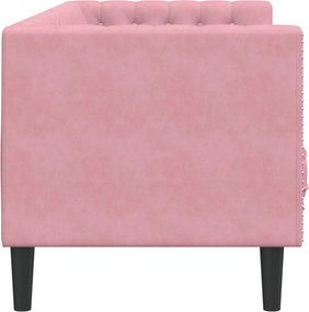vidaXL Καναπές Διθέσιος Chesterfield με Στηρίγματα Ροζ Βελούδο