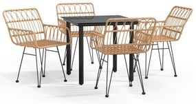 vidaXL Σετ Τραπεζαρίας Κήπου 5 Τεμαχίων από Συνθετικό Ρατάν