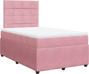 vidaXL Κρεβάτι Boxspring με Στρώμα Ροζ 120x190 εκ. Βελούδινο