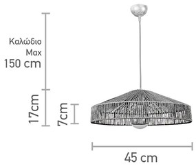 Κρεμαστό φωτιστικό καφέ από σχοινί (4029-Β) - Σχοινί - 4029-Β