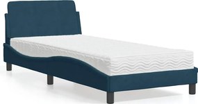 vidaXL Κρεβάτι με Στρώμα Dover Μπλε 80 x 200 εκ. Βελούδινος