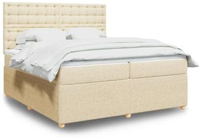 vidaXL Κρεβάτι Boxspring με Στρώμα Κρεμ 200x200 εκ. Υφασμάτινο
