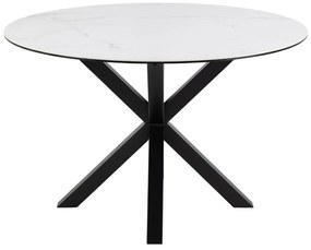 Τραπέζι Oakland 1008, Λευκό μάρμαρο, Μαύρο, 76cm, 46 kg, Κεραμικός, Γυαλί, Μέταλλο | Epipla1.gr