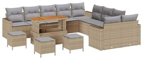 vidaXL Σετ Καναπέ Κήπου 14 pcs Μπεζ συνθετικό ρατάν