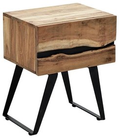 Nightstand Imena solid wood 4cm natural-black 45x35x56cm 45x35x56 εκ.