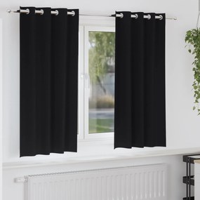 vidaXL Κουρτίνες με κουρτίνες 2 pcs Μαύρο 175 x 140 εκ. Πολυεστέρας