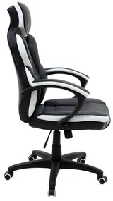 Καρέκλα γραφείου εργασίας GARMIN - Bucket pakoworld PU μαύρο-λευκό - Τεχνόδερμα - 126-000016