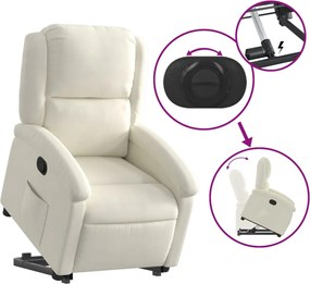 vidaXL Πολυθρόνα Ανακλινόμενη με Ανύψωση Κρεμ Βελούδινη