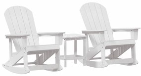 vidaXL Σετ Ξαπλώστρας Κήπου 3 pcs Λευκό HDPE