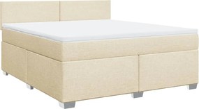 vidaXL Κρεβάτι Boxspring με Στρώμα Κρεμ 180x200 εκ. Υφασμάτινο