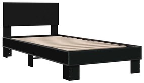 vidaXL Πλαίσιο Κρεβατιού Μαύρο 75 x 190 εκ. Επεξ. Ξύλο &amp; Μέταλλο