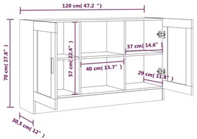 Βιτρίνα Γκρι Sonoma 120x30,5x70 εκ. από Επεξεργασμένο Ξύλο - Γκρι