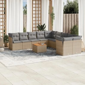 vidaXL Patio Sofa Set 10-θέσια Μικτό μπεζ και γκρι
