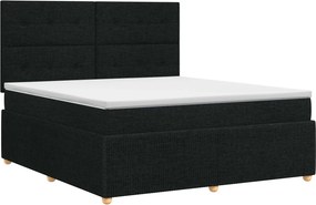 vidaXL Κρεβάτι box spring με στρώμα Μαύρο 180 x 200 cm Ύφασμα