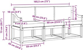 vidaXL Σειρά Καναπέ Εξωτερικού 3 pcs Λευκό και Ανοιχτό Γκρι