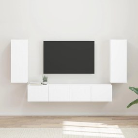 vidaXL Σετ τοίχου για τηλεόραση 4 pcs Λευκό Επεξεργασμένο ξύλο