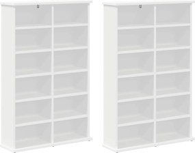 vidaXL Ντουλάπα CD 2 τμχ. Λευκό 60 x 17 x 92 εκ. Επεξεργασμένο Ξύλο