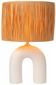 Φωτιστικό Επιτραπέζιο Lucide 13553-44-31 RONDA Λευκό (White)|Ξύλο Φυσικό χρώμα (Wood Natural Finish)