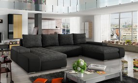 Γωνιακός καναπές Norma-Μαύρο - Γκρι - 363.00Χ200.00Χ88.00cm