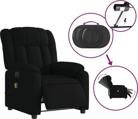 vidaXL Πολυθρόνα Μασάζ Ηλεκ. Ανακλινόμενη Μαύρη Υφασμάτινη