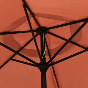 Ομπρέλα Εξωτ. Χώρου με LED Τερακότα 300 εκ. με Μεταλλικό Ιστό - Καφέ