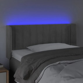 Κεφαλάρι Κρεβατιού LED Ανοιχτό Γκρι 93x16x78/88 εκ. Βελούδινο - Γκρι