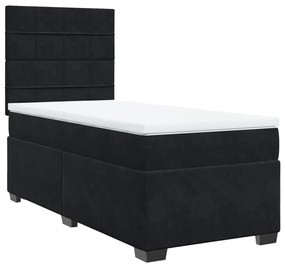 vidaXL Κρεβάτι Boxspring με Στρώμα Μαύρο 80 x 200 εκ. Βελούδινο