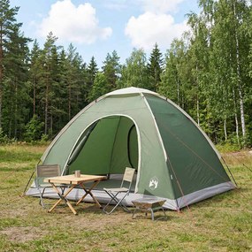 vidaXL Σκηνή Camping 4 ατόμων Πράσινο 185T Πολυεστέρας με επικάλυψη PU