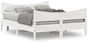 vidaXL Σκελετός Κρεβ. Χωρίς Στρώμα Λευκό 135x190 εκ Μασίφ Πεύκο
