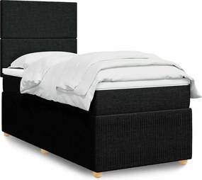vidaXL Κρεβάτι Boxspring με Στρώμα Μαύρο 90x190 εκ.Υφασμάτινο