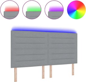 vidaXL LED κεφαλάρι με κεφαλάρι Ανοιχτό γκρι 180 cm Πολυεστέρας