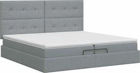 vidaXL Κρεβάτι Ottoman με στρώμα Ανοιχτό γκρι 200 x 200 cm Ύφασμα
