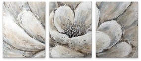 Πίνακας σε καμβά "Silver Flowers" Megapap τρίπτυχος ψηφιακής εκτύπωσης 126x55x3εκ.-GP033-0027
