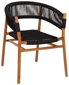 DINING ARMCHAIR IRVING  TEAK WOOD IN NATURAL COLOR AND BEIGE ROPE 60x55x78Hcm.