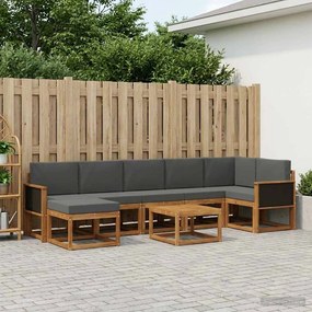 vidaXL Σειρά Καναπέ Εξωτερικού 8 pcs Φυσικό και Ανθρακί Πολυεστέρας